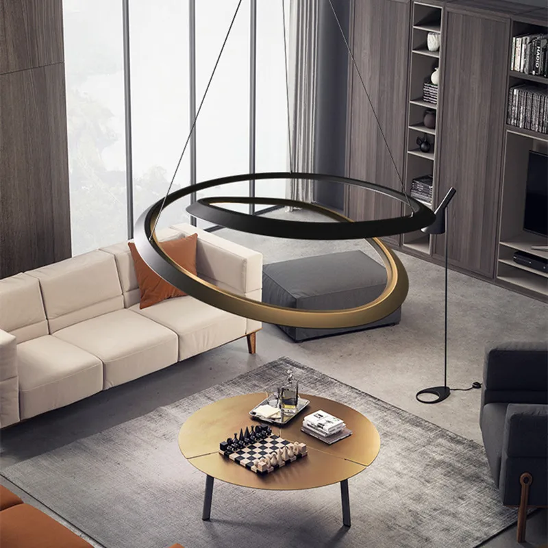 Lampadario moderno ad anello per sala da pranzo, soggiorno, tavolo centrale, camera da letto, lampada a sospensione, arredamento minimalista, illuminazione per interni, apparecchio a sospensione