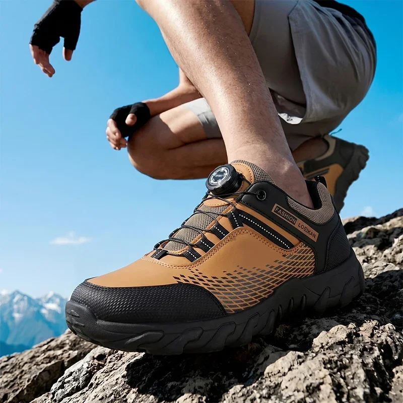 Herren-Wanderschuhe mit Drehverschluss, atmungsaktive Trekking-Sneaker aus Mesh-Material, rutschfeste Outdoor-Schuhe für Berg- und Wanderwege. – Detail 9