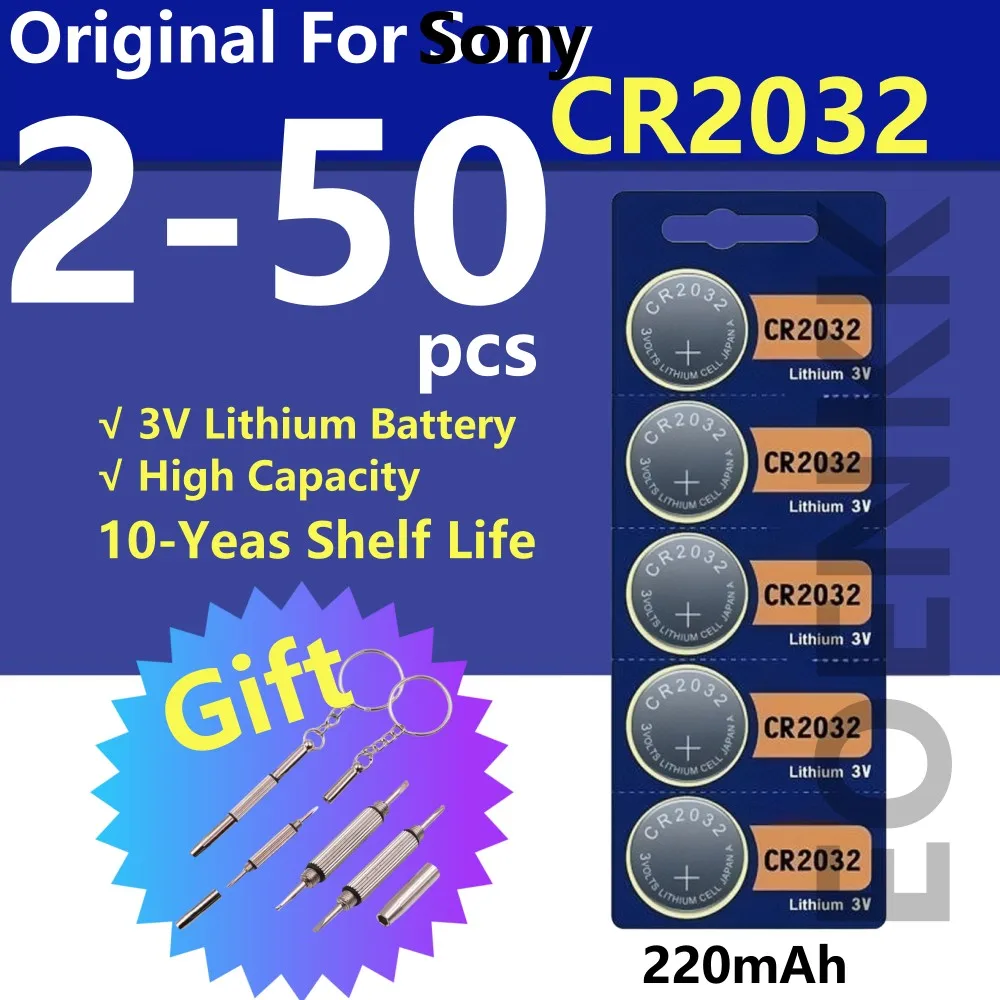 

2-50PCS Original For Sony CR2032 3V Lithium DL2032 Battery for Watch Toy Calculator Car Key Remote Control