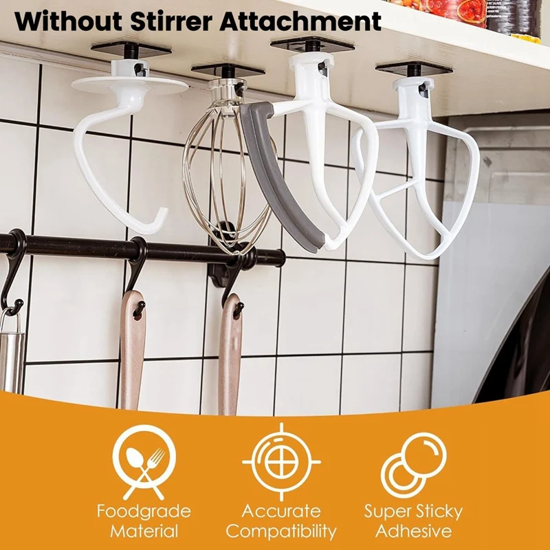 4Pcs Stand Mixer Attachment Holders Storage Organizer With Screw And Adhesive For Dough Hooks Flat Beater Wire Whip