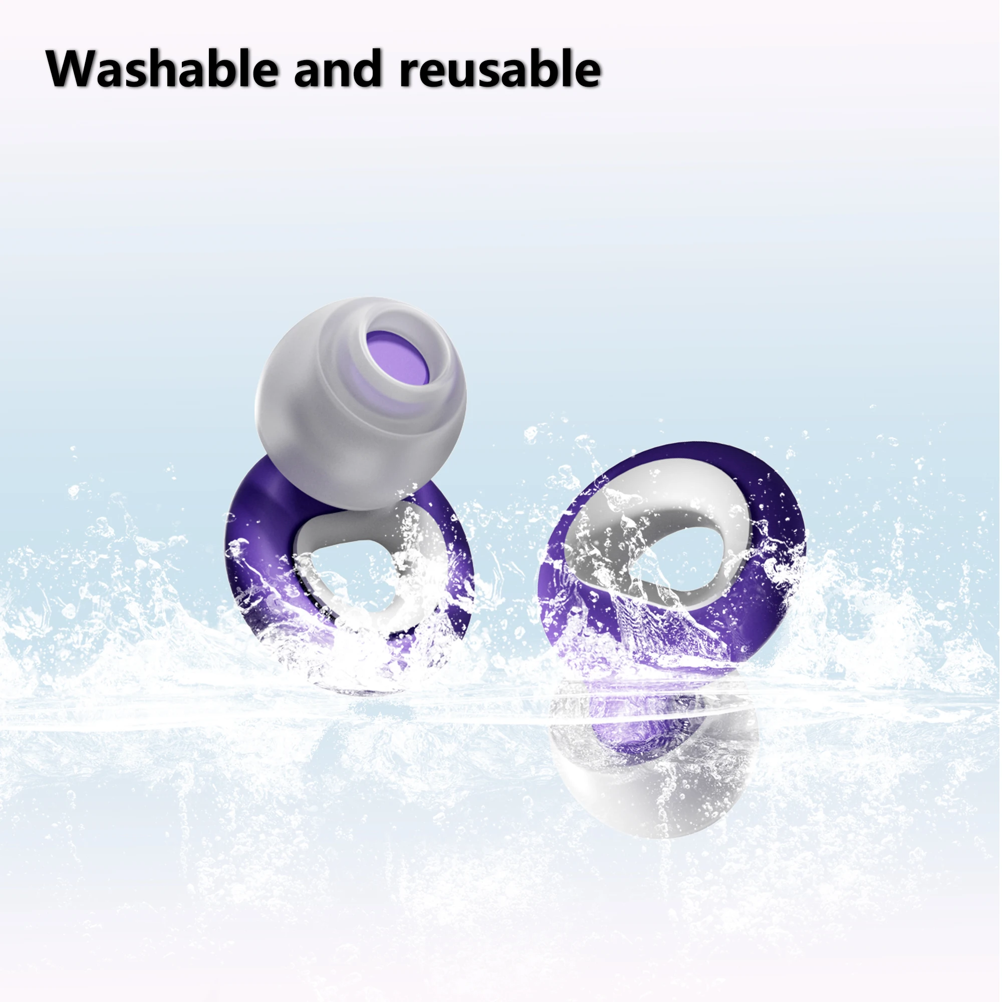 Reusable Silicone Snore Blocker Ear Plug with 8 Ear Tips in XS/S/M/L Anti-Noise Motorcycle Earplugs Noise Cancelling Ear Plugs