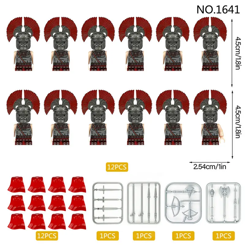 Blocos de construção do guerreiro medieval para crianças, modelo do soldado romano, boneca do cavaleiro do templo, acessórios dourados, brinquedos, NO.1641