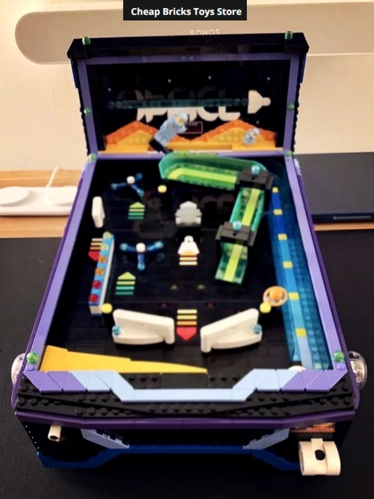 S S Building Blocks Functional Pinball Machine Model Toys Gifts Cheapest Retro Game Marble Shooting Table 2274pcs for Adults