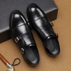 Luxury Brand New Men Casual Shoes Leather Men Fashion Double Buckle Loafers Mens Slip-on Board Oxford Shoes Spring Elegant Flats