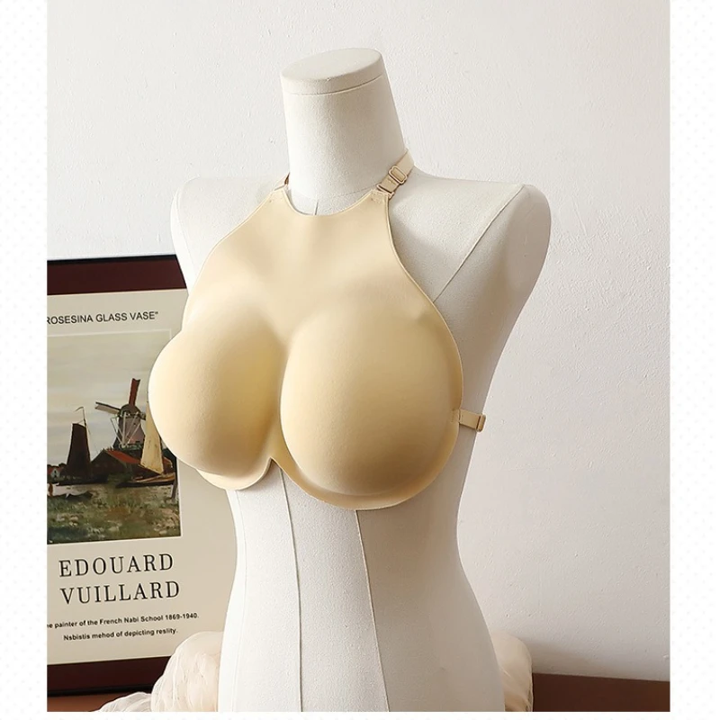 Sponge Breastplate Fake Boobs Adjustable Straps Fake Breasts for Transgender Crossdresser Drag Queen live-streaming
