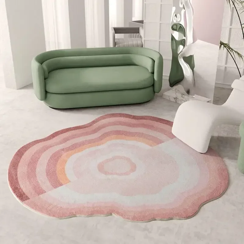 

Carpet irregular Nordic ins simple living room cream sand hair children's bed swivel chair bed rugs