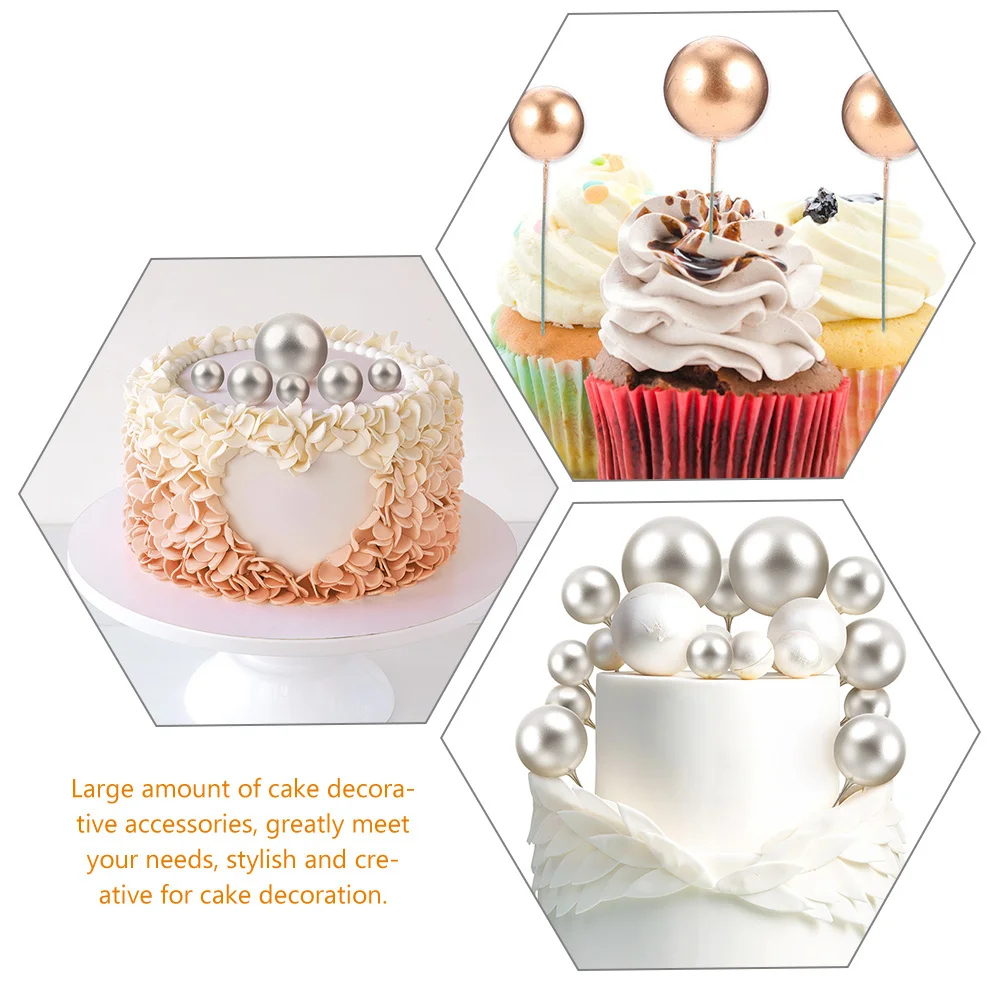 

100Pcs Mini Ball Cake Picks Plastic Toppers Charming Wedding Birthday Cupcake Decorations Party Dessert Accessories