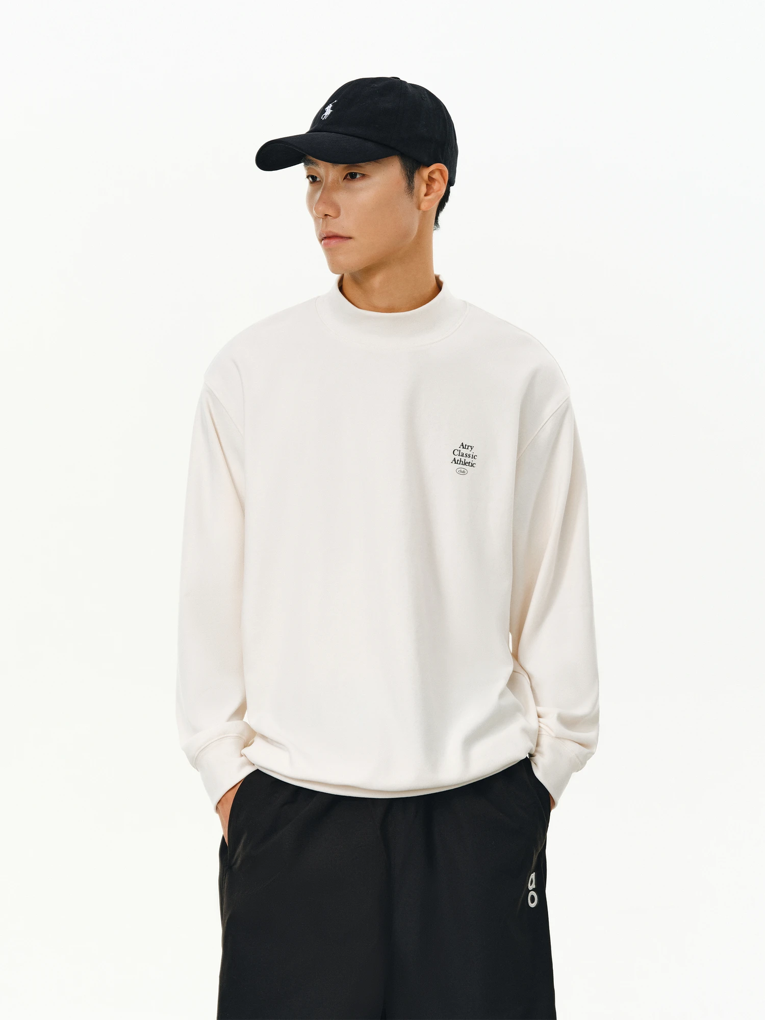 ATRY f-High Collar Sweatirt ex Loose Casual American Sle Inner Wear Base irt Spring Trendy Brand Velvet Loose Fit