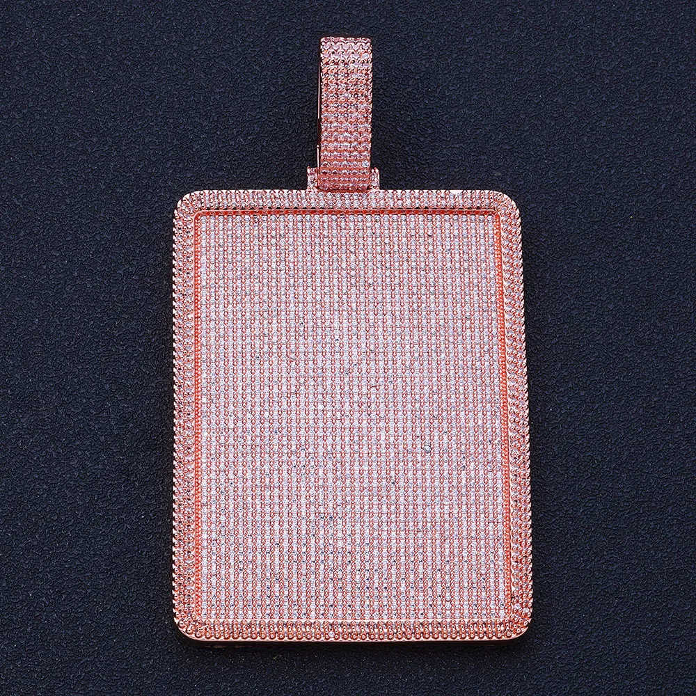 

Fashion Accessory 80mm Iced Out Cubic Zirconia Diamond Rectangle Pendant Hip Hop Jewelry Men Women With Chain