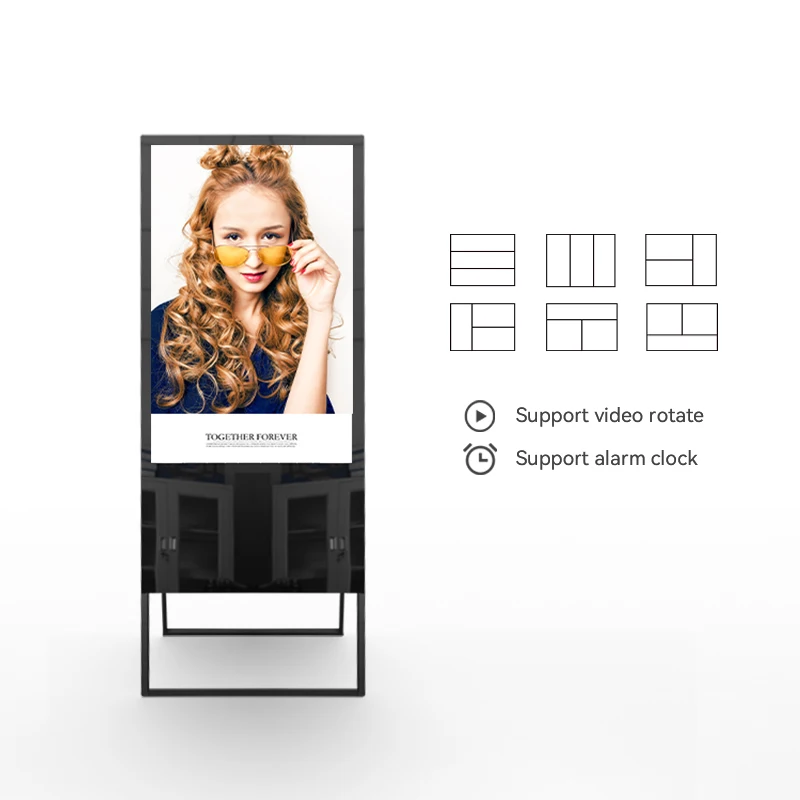 32 43 49 55 65 Inch A-type Digital Signage Advertising Player Full Touch Screen Portable Lcd Poster Displaywith Wheels