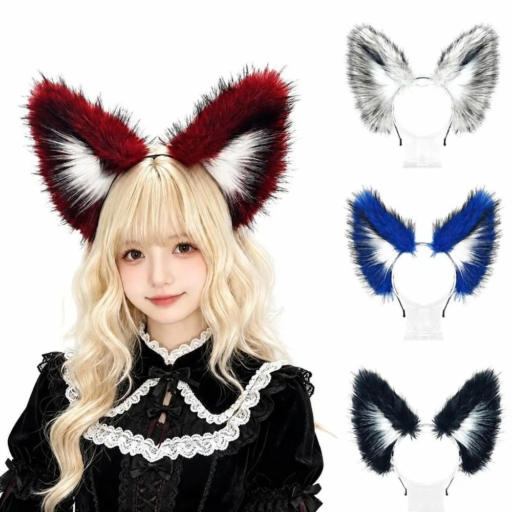 New Realistic Fox Ear Headband Faux Fur Handmade Animal Ear Headwear Lolita Plush Simulation Animal Ears Hairband Headwear