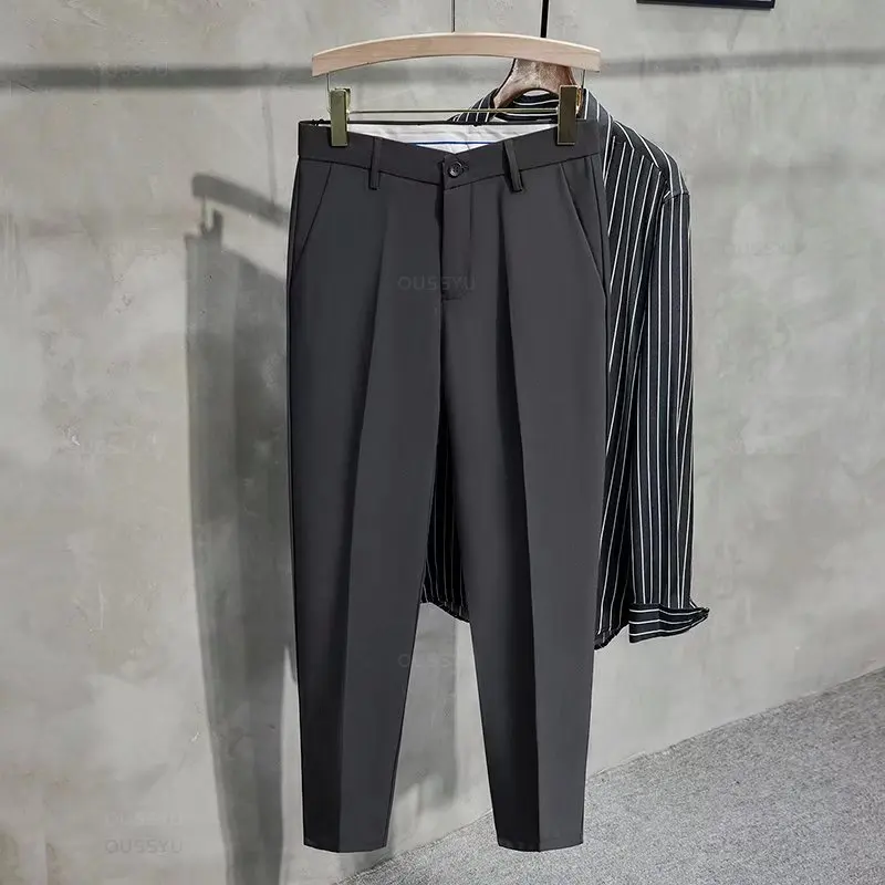 New Spring Autumn Suit Pants Men Business Classic Grey Black Khaki Straight Korean Formal Trousers Male Plus Size 27-40 42