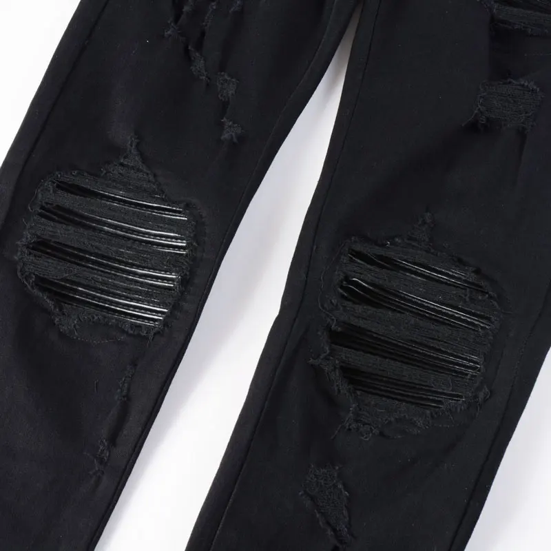 Fashionablenew jeans stretch slim fit washed nostalgic black jeansY2K high street designer hip-hop brand spliced pants hombre