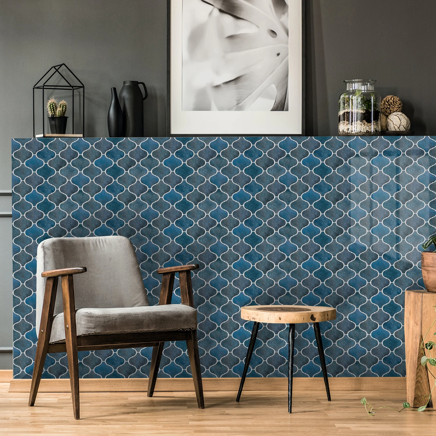 6/12/24 pieces of geometric marble PVC tile stickers detachable waterproof, luxurious retro decoration for kitchen and bathroom