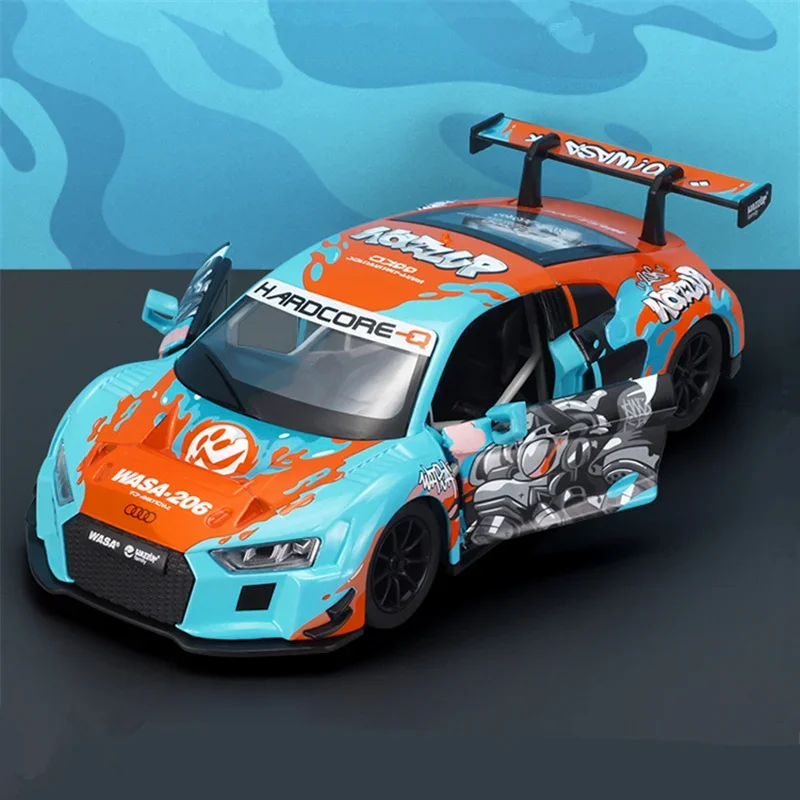 WASA Joint Edition 1:24 BMW M4 GT3 AUDI R8 LMS Alloy Sports Car Model Diecasts Metal Racing Car Model Sound Light kids Toys Gift