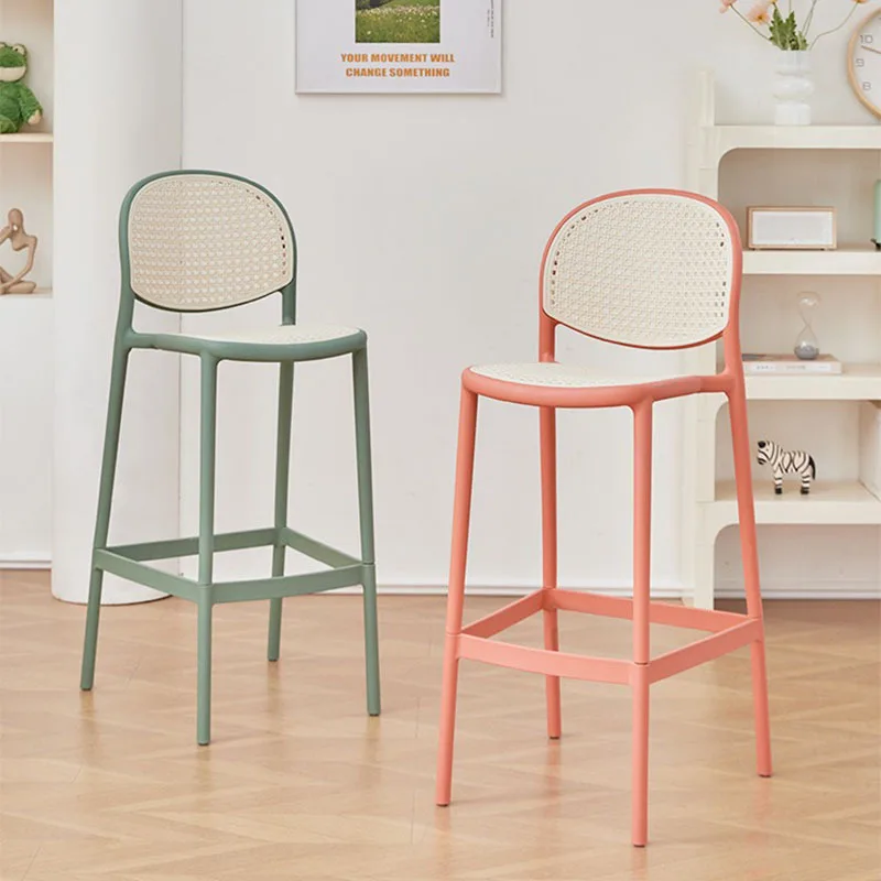 

Nordic home backrest high foot plastic modern simple bar Internet celebrity bar stool Cafe bar chair