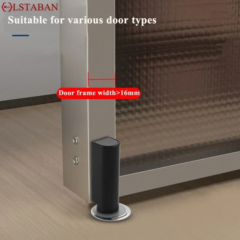 Stainless Steel Magnetic Doorstop Without Punching Heavy Duty Door Stop Black Nail-free Door Suction Door Holder Hardware Touch