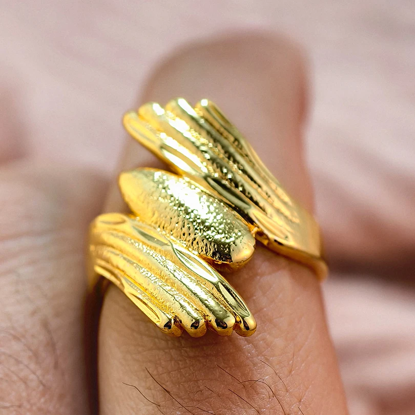 24K Gold Color Rings For Women Wedding Gift Nigeria Africa Ethiopia New Arrival Fashion Ring Exaggerate