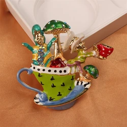 Cartoon Cute Mushroom Cup Spirits Brooches Unisex Enamel Fairy-tale Figure Badges Gifts Little Turtle Brooch Elegant Suit Badge