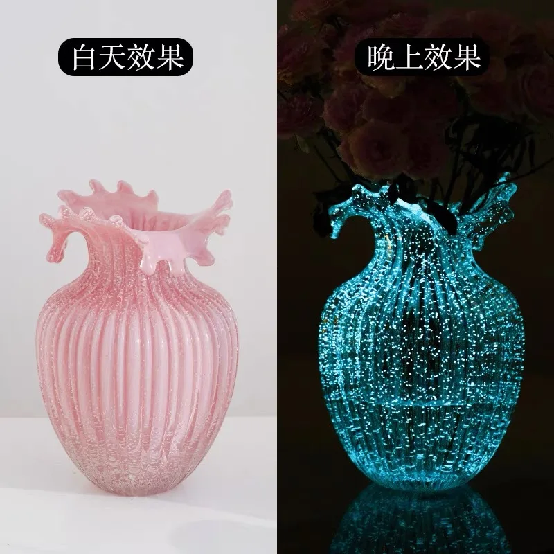 LMM simple and creative luminous glass vase beautiful light luxury hydroponic water nourisher