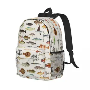 Kinder mit großer Kapazität Fisch -Chart -Rucksäcke, Laptop -Rucksack, Umhängetasche, Büchertasche, Freizeit, Jungen, Mädchen 10 Hauptverkaufs -Rucksackfische - №5