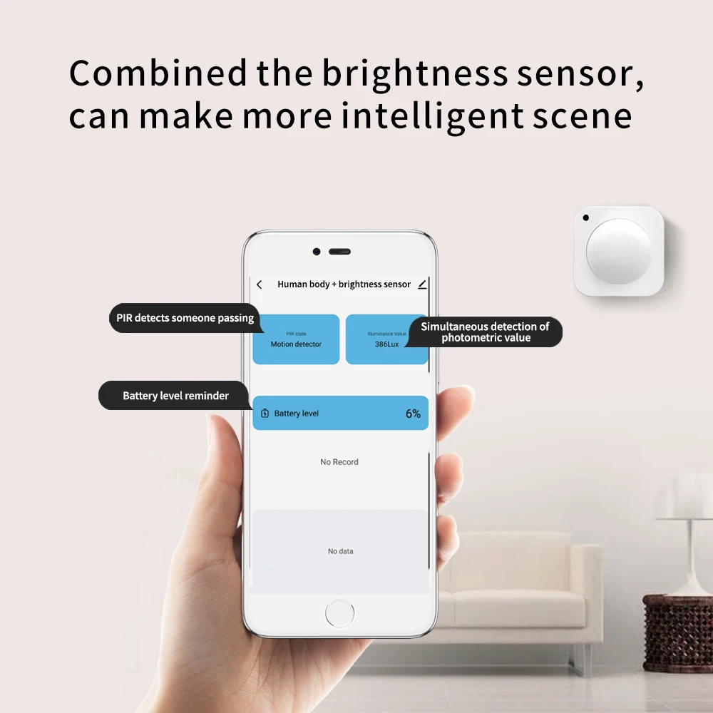 Tuya ZigBee 2in1 Sensore intelligente di luminosità del movimento PIR Rilevatore di movimento umano Sensore di luce integrato Funziona con l'assistente domestico