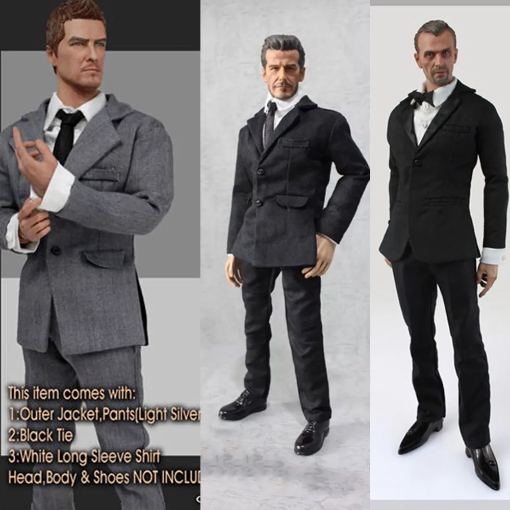 3 Colors DOLLSFIGURE 1/6 Scale Male Solider Suit Set Coat Shirt Pant Belt Clothes Set Model For 12