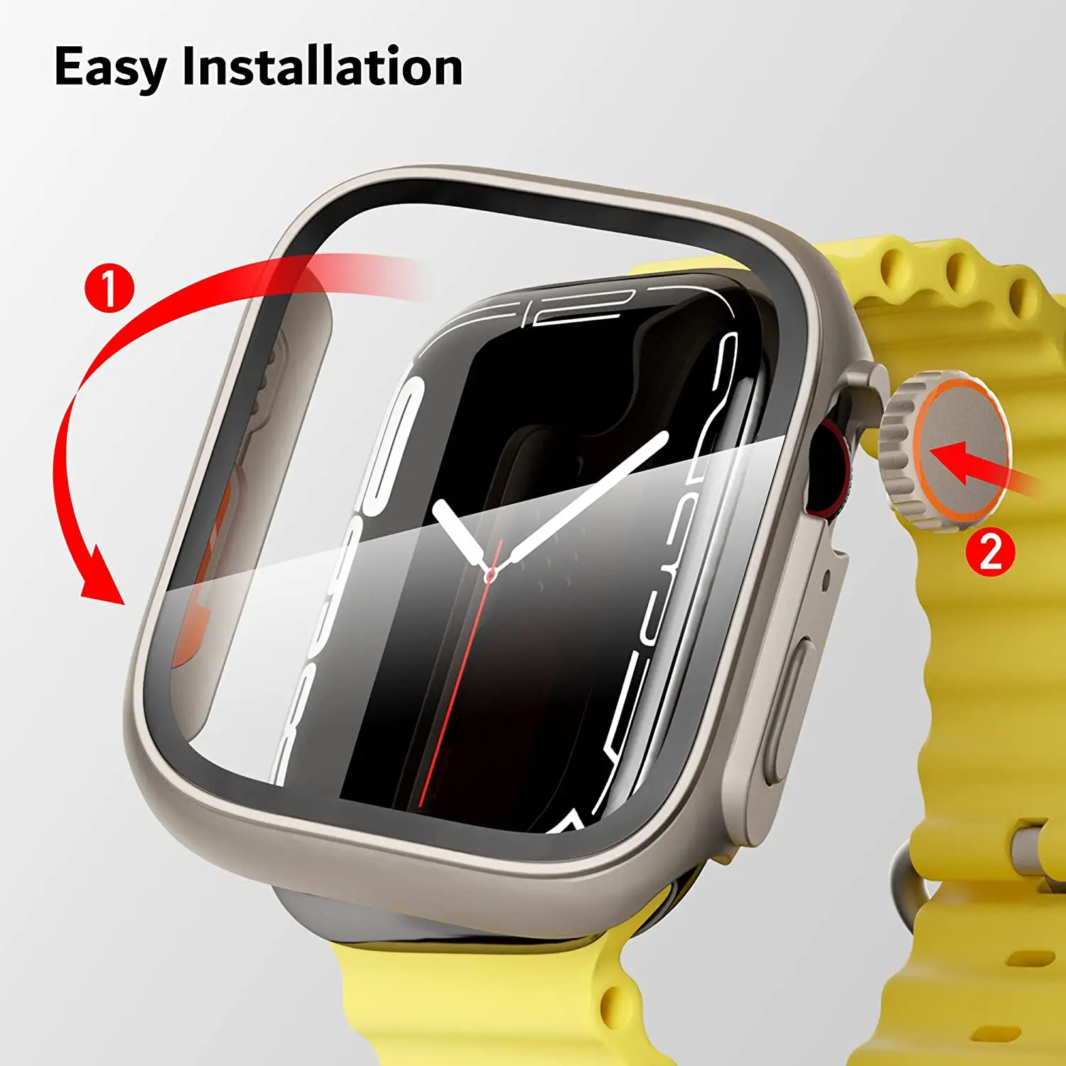 Glass+Case for Apple Watch 9 8 7 45mm 41mm 44mm 42 38mm 40mm Screen Protector Change To Ultra Cover for iWatch Series 4 se 5 6