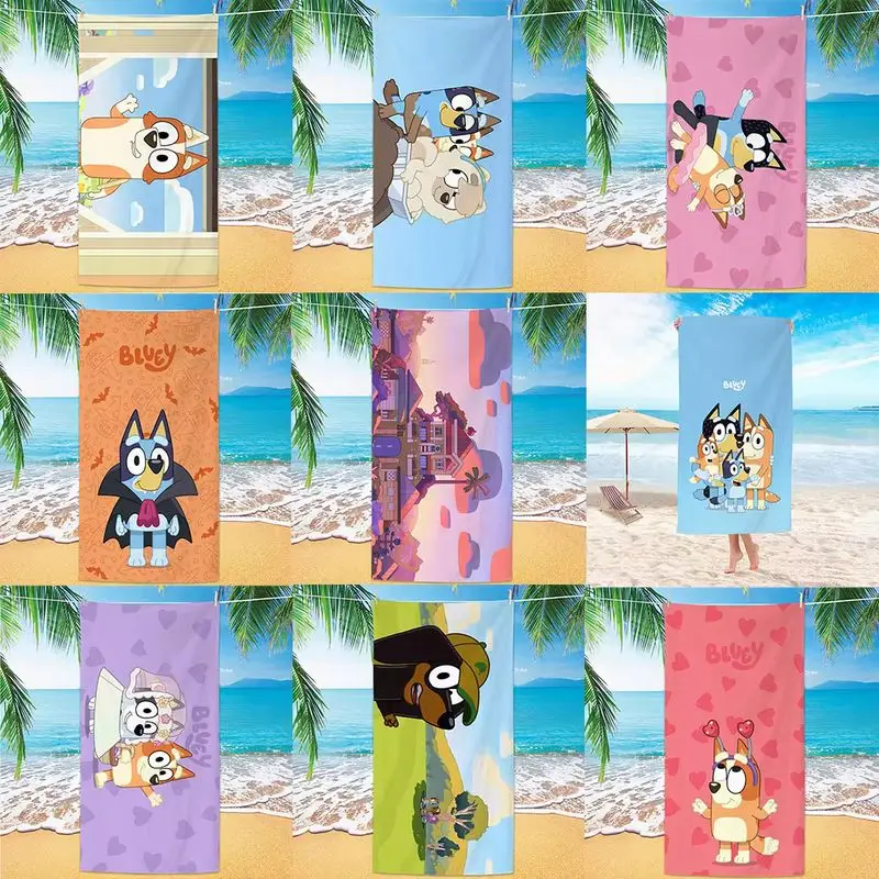 

Bluey friends Beach Towel Bingo and Friends Children's Cartoon Quick-Drying Beach Towel Digitally Printed Absorbent Towel