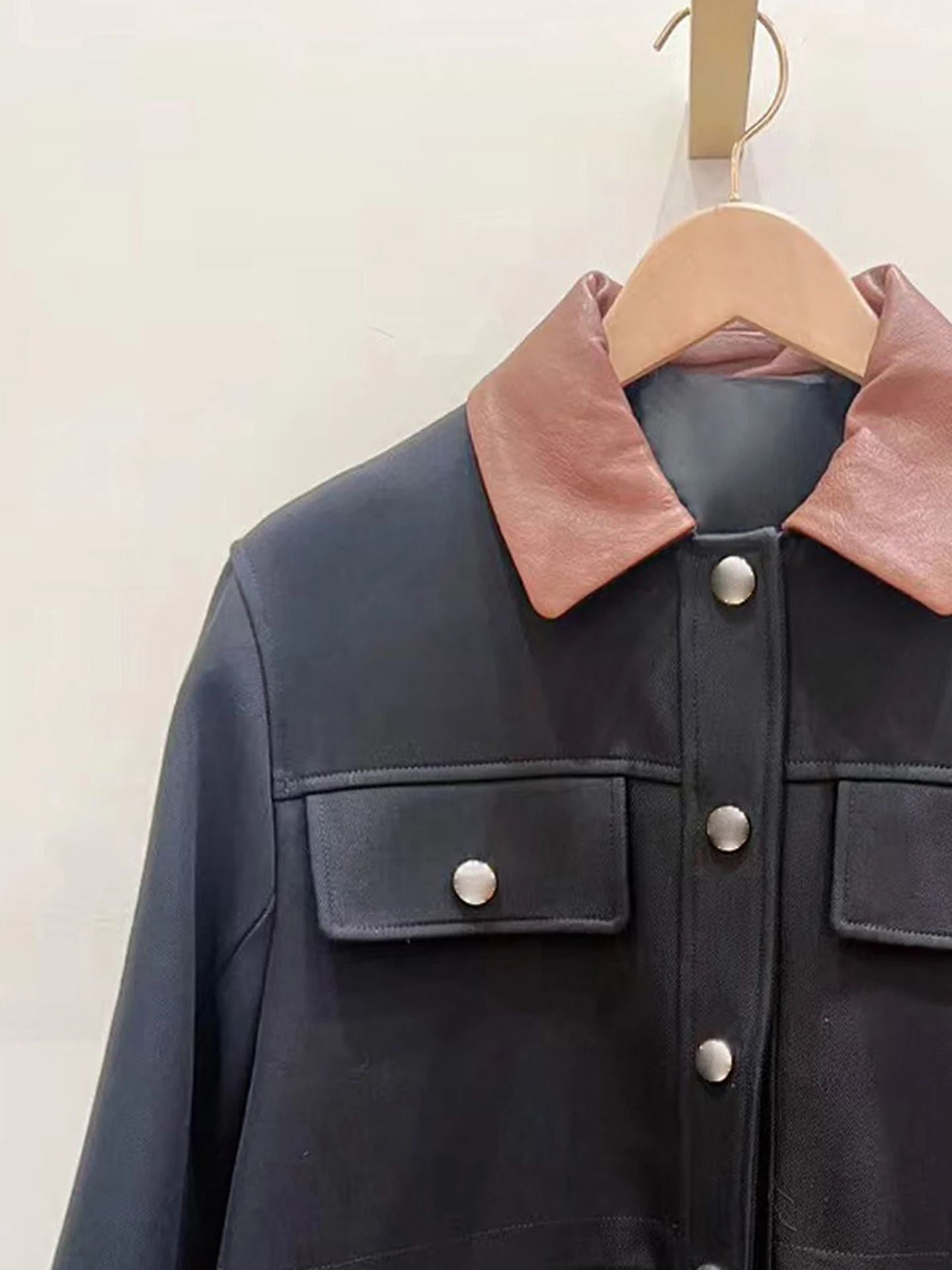 

M Home Southern Oil High End Women's Faion Retro Sle Collar Leather Jaet Outerwear Stand Fit Commute Sle Long Sve