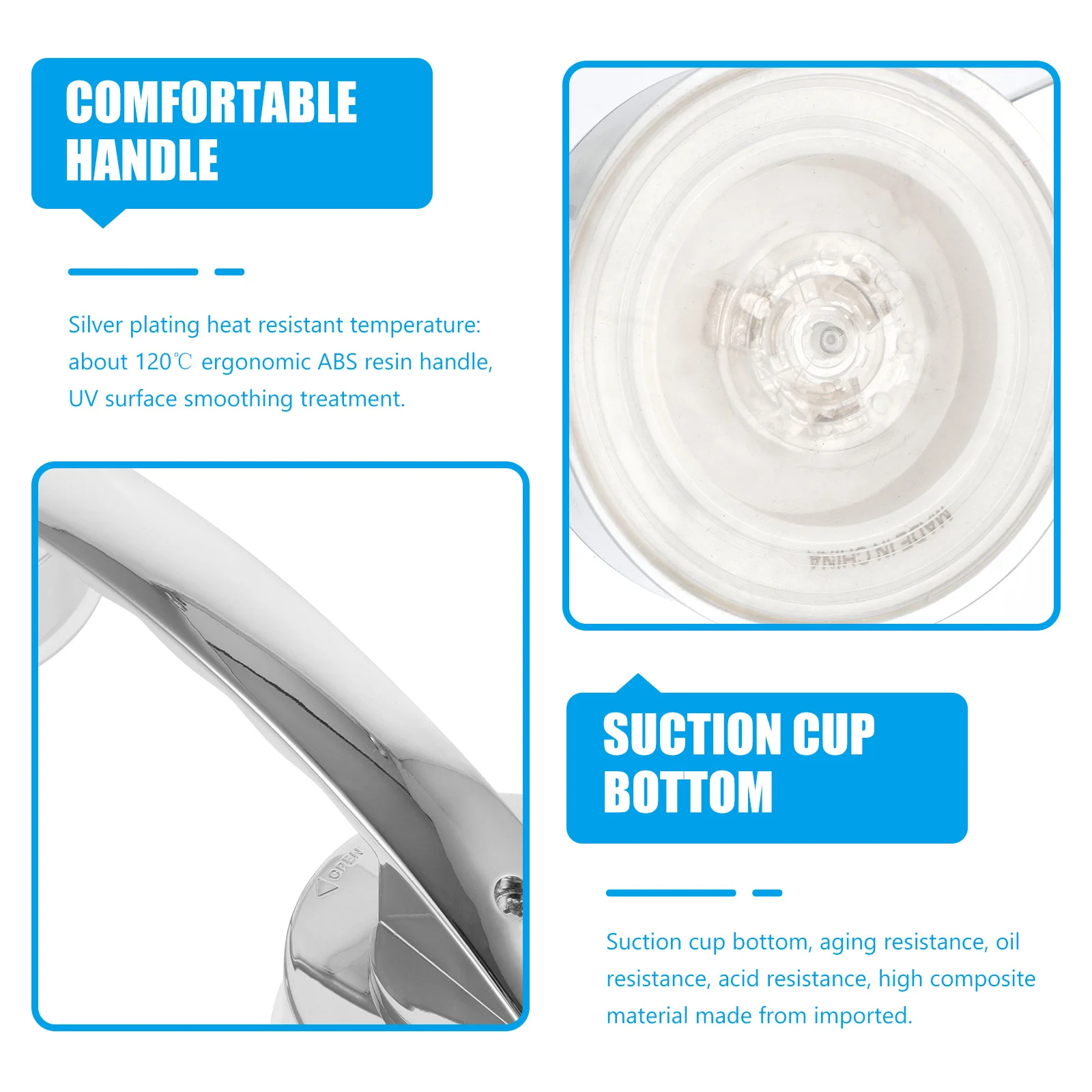 

2 pcs Portable Suction Handle Bars For Glass Door Abs Plastic Door Handles Silver Durable Strong Grip Bathroom Toilet Window