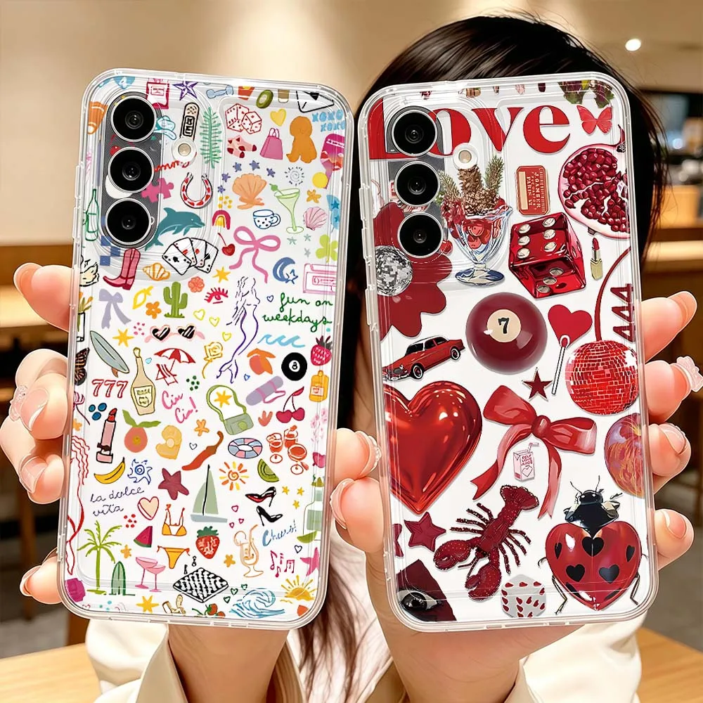 Stylish Summer Phone Case For Samsung Galaxy A71 A57 A56 A55 A54 A53 A51 A17 A16 A07 A06 A05 Transparent Cover