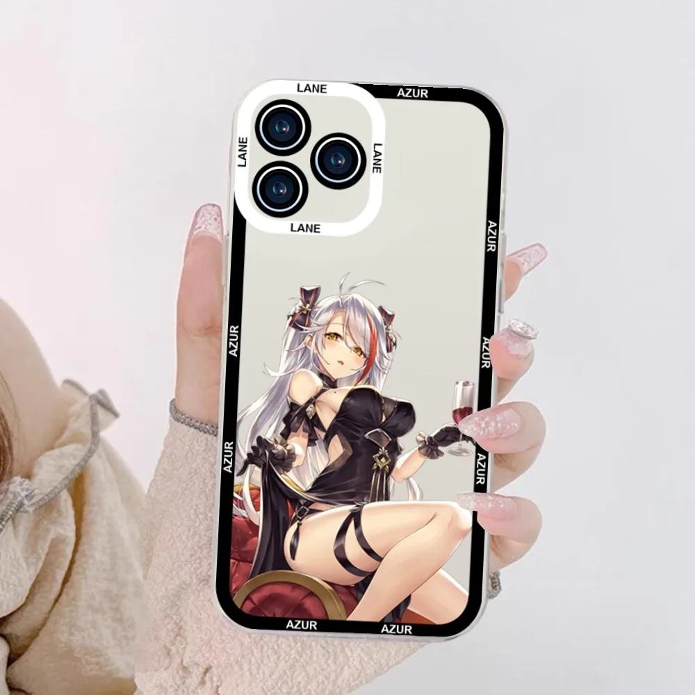 Azur lane prinz eugen telefon hülle für iphone 11 12 mini 13 14 15 pro max transparente schale