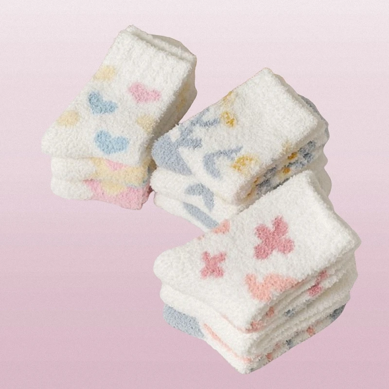 Chaussettes mi-tube épaisses pour femmes, petites poignets hauts frais, amour, demi-côté, sourire, pys, décontracté, haute qualité, nouveau, 3/6, 2024 paires