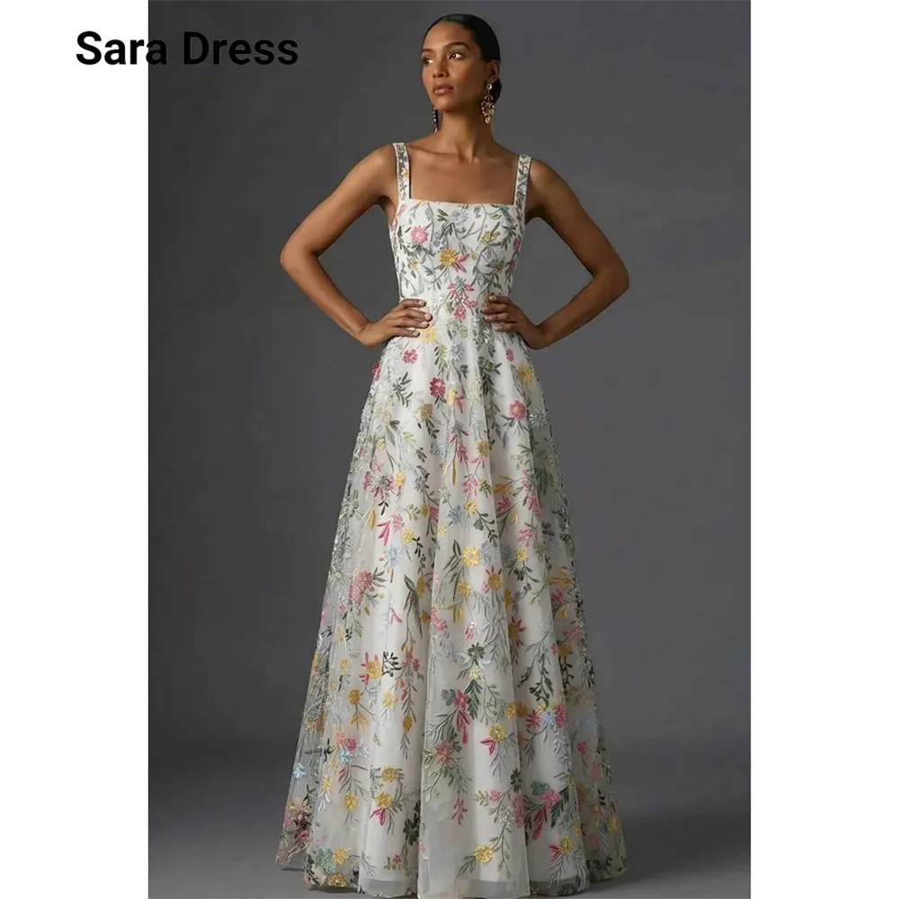 

Sara Custom Floral Lace Spaghetti Straps Multi-layered Sleeveless Luxurious Party Dress 2026 Woman Elegant Gown Cocktail Dresses