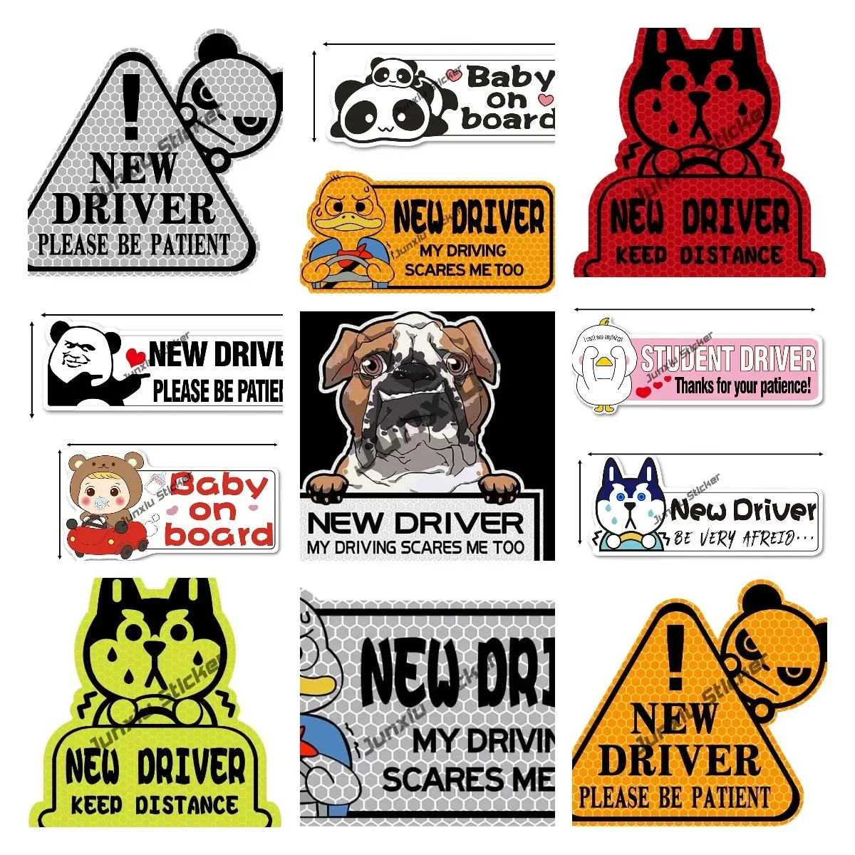 New Driver Sticker Please Be Patient Sticker Funny baby on board Safety Decals Drive Sign Sticker for Student Driver Reflective