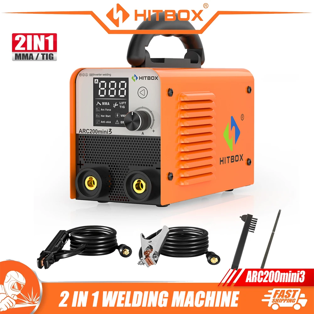 

HITBOX 2 in 1 MMA LIFT TIG Welding Machine MINI IGBT Inverter LED Digital Display Protable Home Welder 220V 10-200A ARC200mini3