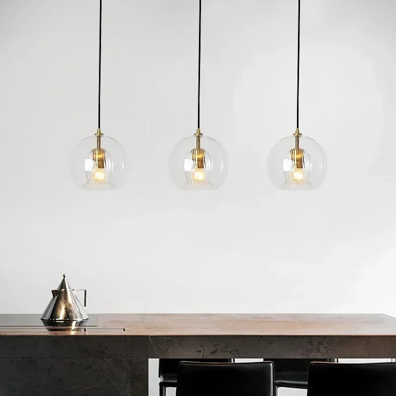 

Bedside Glass Nordic Simple Lamp Bedroom Creative Restaurant Bar Single Head Small Chandelier Duplex Staircase Chandelier