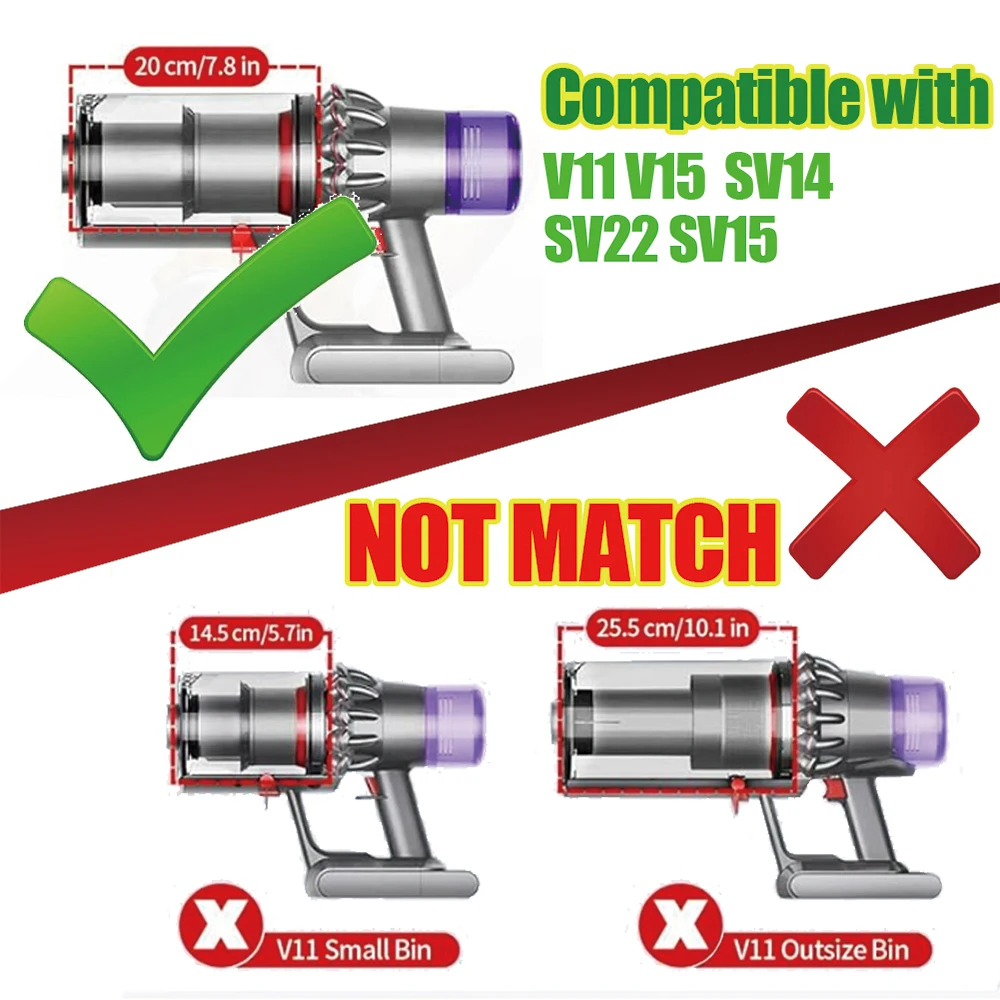 For Dyson V11 V15 SV14 SV15 SV22 Vacuum Cleaner Large Size Dust Bin with HEPA Filter,Dust Bucket Replacement Part image 2