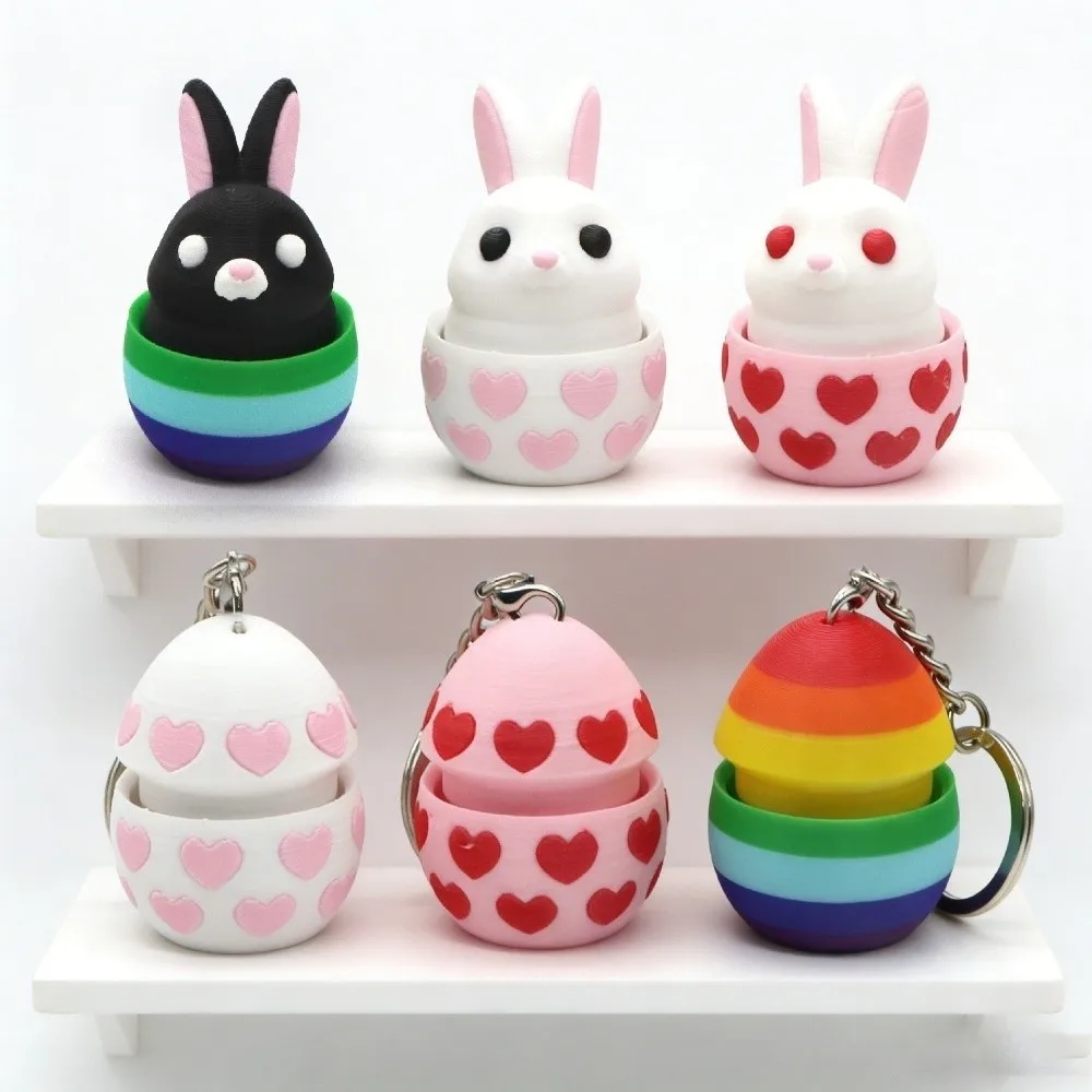 Plastic 3D Print Easter Egg Surprise Egg Pressed Easter Egg Model Multi-color DIY Crafts Egg Rabbit Ornaments Birthday Favors