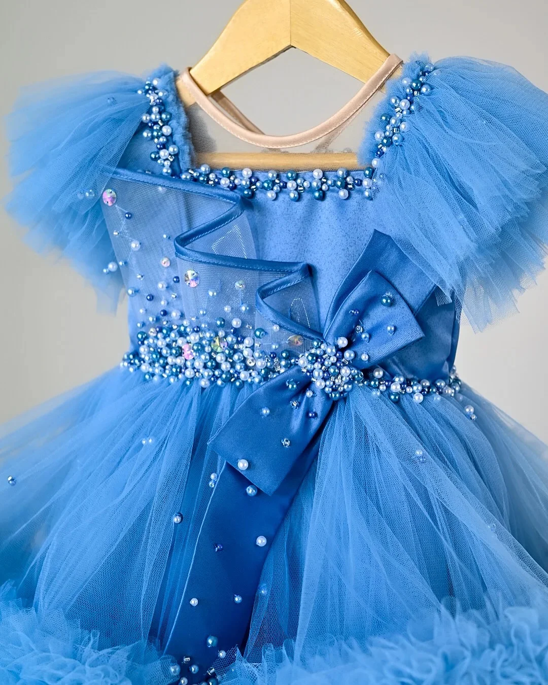 Customized Fuchsia Flower Girl Dresses For Wedding Pearls With Bow Knee Length Kids Birthday Party First Communion Ball Gown