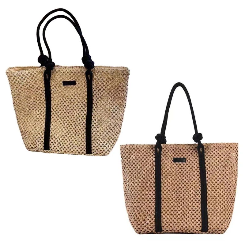 

Handmade Beach Bag for Women Fashion Straw Shoulder Bag Large Capacity Handbag Vacation Bag Summer Seasides Bag