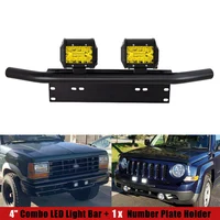 Barra de luces de coche todoterreno de inundación de luz de trabajo amarilla de 4 pulgadas con soporte de montaje de enganche de remolque Universal para camioneta Van