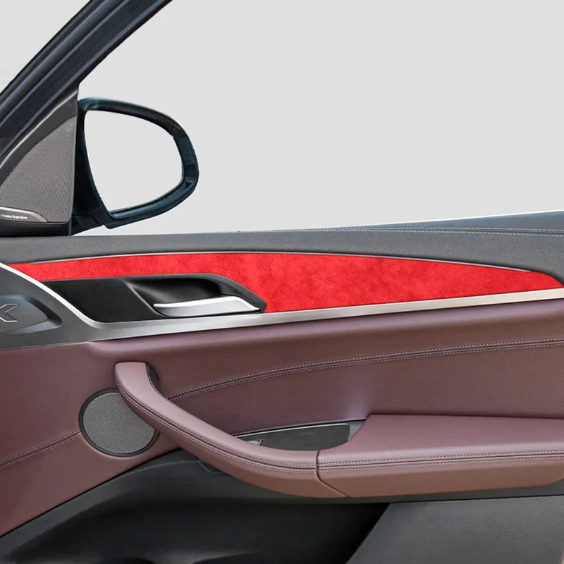 لسيارات BMW X3 G01 G08 X4 G02 مقبض الباب الداخلي إطار الكسوة الزخرفية ملصق مصنوع من الكانتارا اكسسوارات ضبط السيارات الداخلية 4 قطعة #6