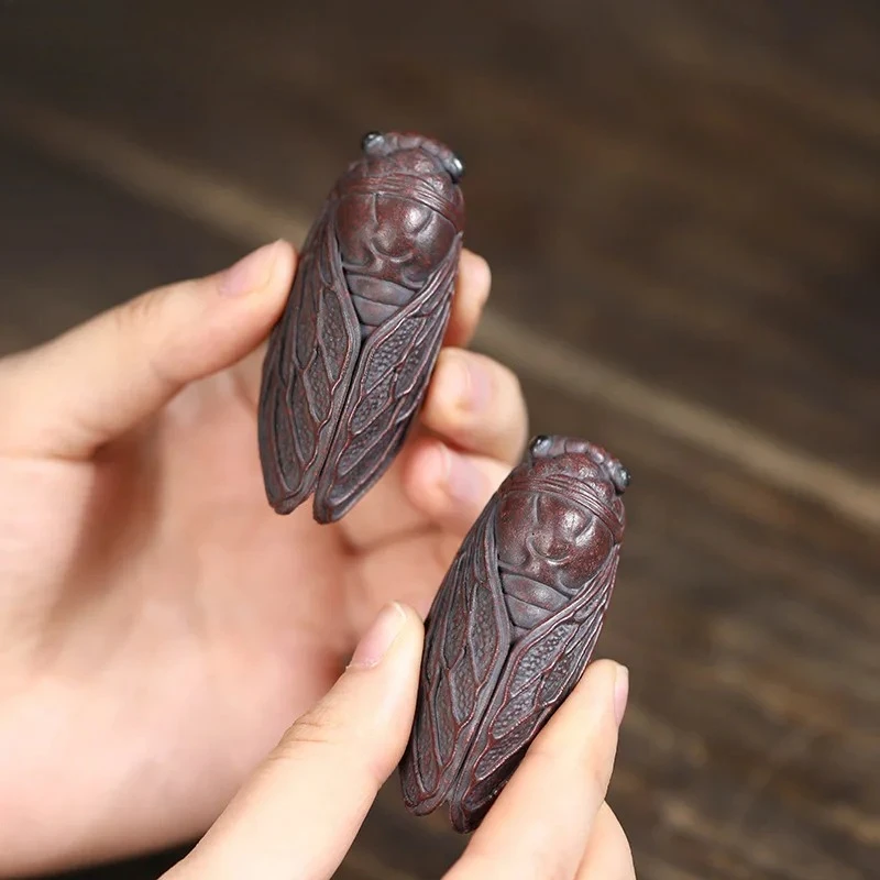Yixing Purple Clay Tea Pet Creative Simulation Cicada Tea Ornament Tea Play Toy Statue Decoration