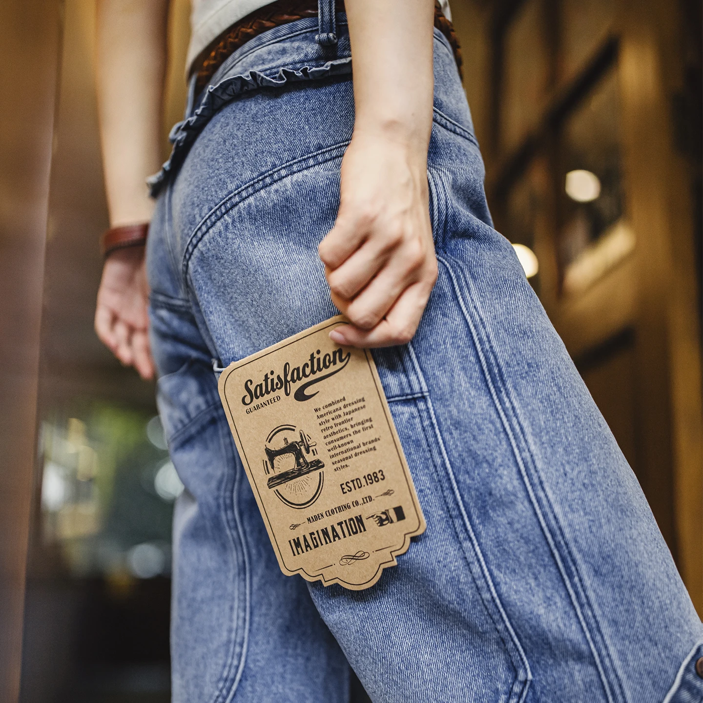 Maden Men's Vintage Washed Denim Jeans Loose Straight Carpenter Pants Retro Wide Leg Baggy Jeans Work Trousers Autumn Wear