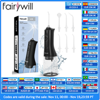 Fairywill USB Portable Oral Irrigator Water Flosser Dental Water Teeth Whitening 300ML 6 Nozzles Mouth Oral Cleaning For Braces