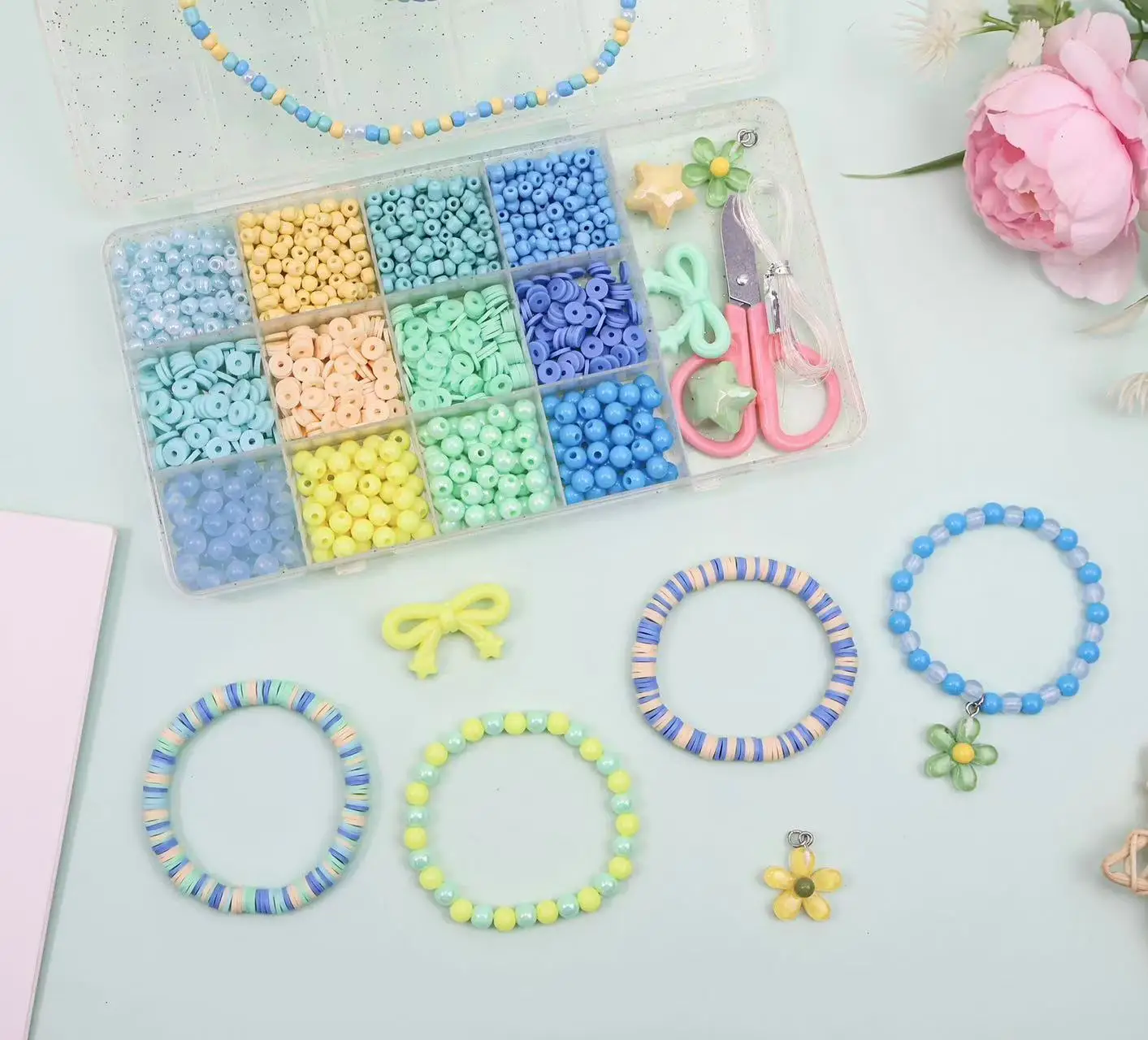 13 Grid Box DIY Beads Set Handmade Bracelet Necklace Jewelry Making Accessories Kit