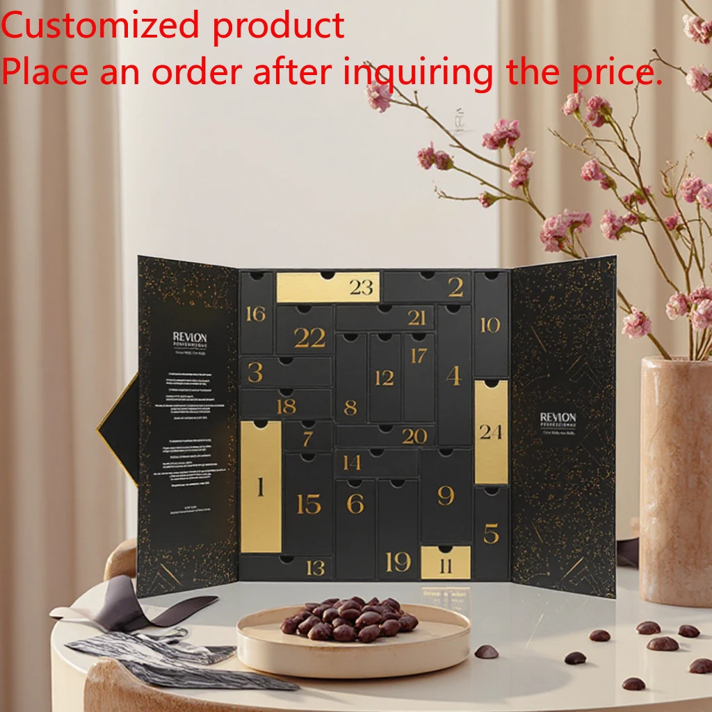 

2025.Advent Calendars Christmas Surprise Double Door Magnetic Gift Box Chocolate Dessert Package Paper Box Hard Cardboard Custom