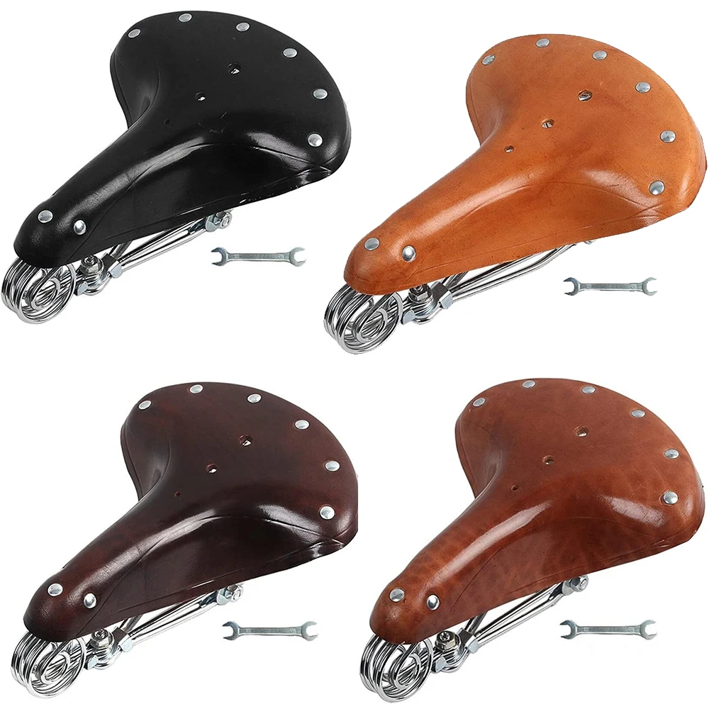 CATAZER Bicycle Seat Classic Vintage Bicycle Seat Spring Design Suitable for Outdoor Riding and Long-Distance Riding Clycling